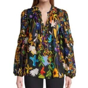Kobi Halperin Silk Blend Merilyn Floral Blouse Top